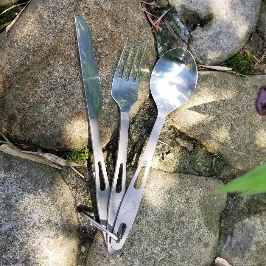 Toaks Titanium 3-Pieces Cutlery Set Ultralight Camping Utensils